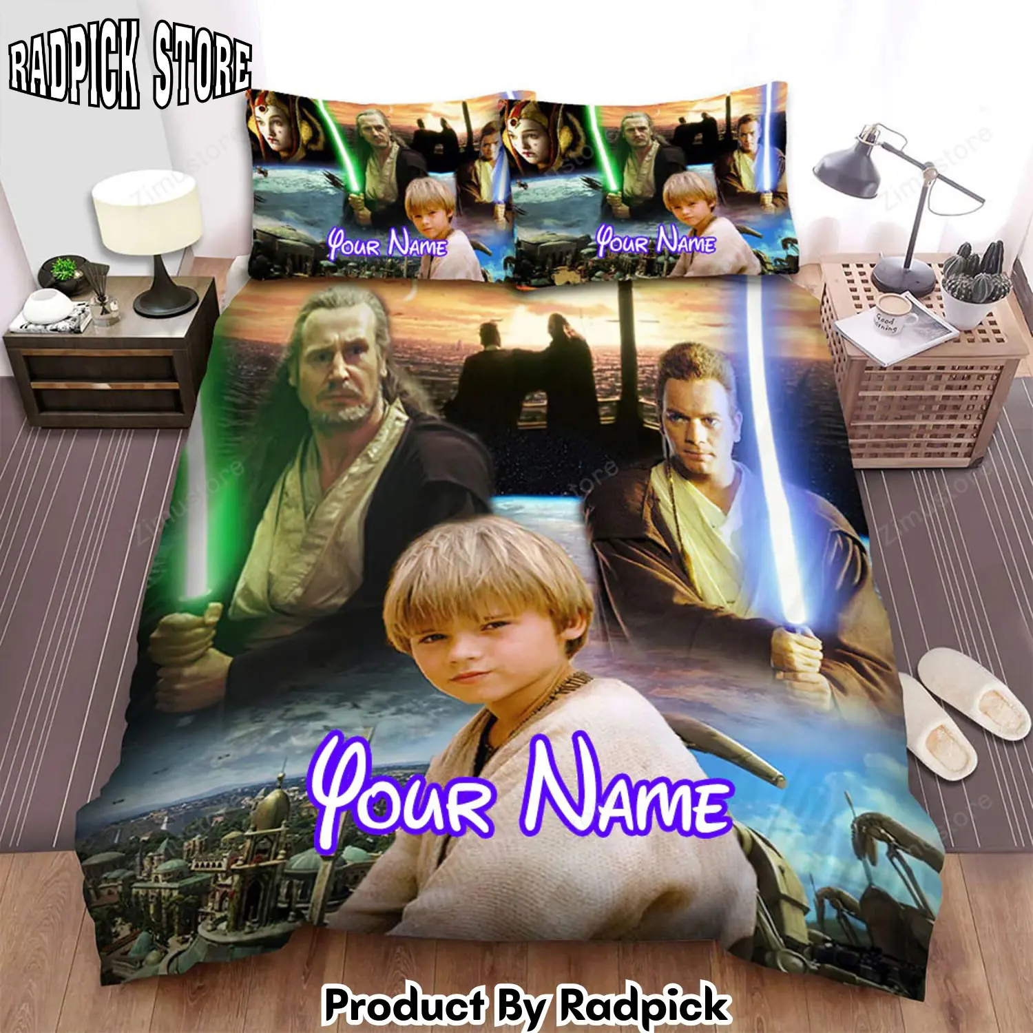 Radpick star wars episode i the phantom menace the boy with main actors scene movie poster bed sheets spread comforter duvet cover personalized name bedding sets rp3271974